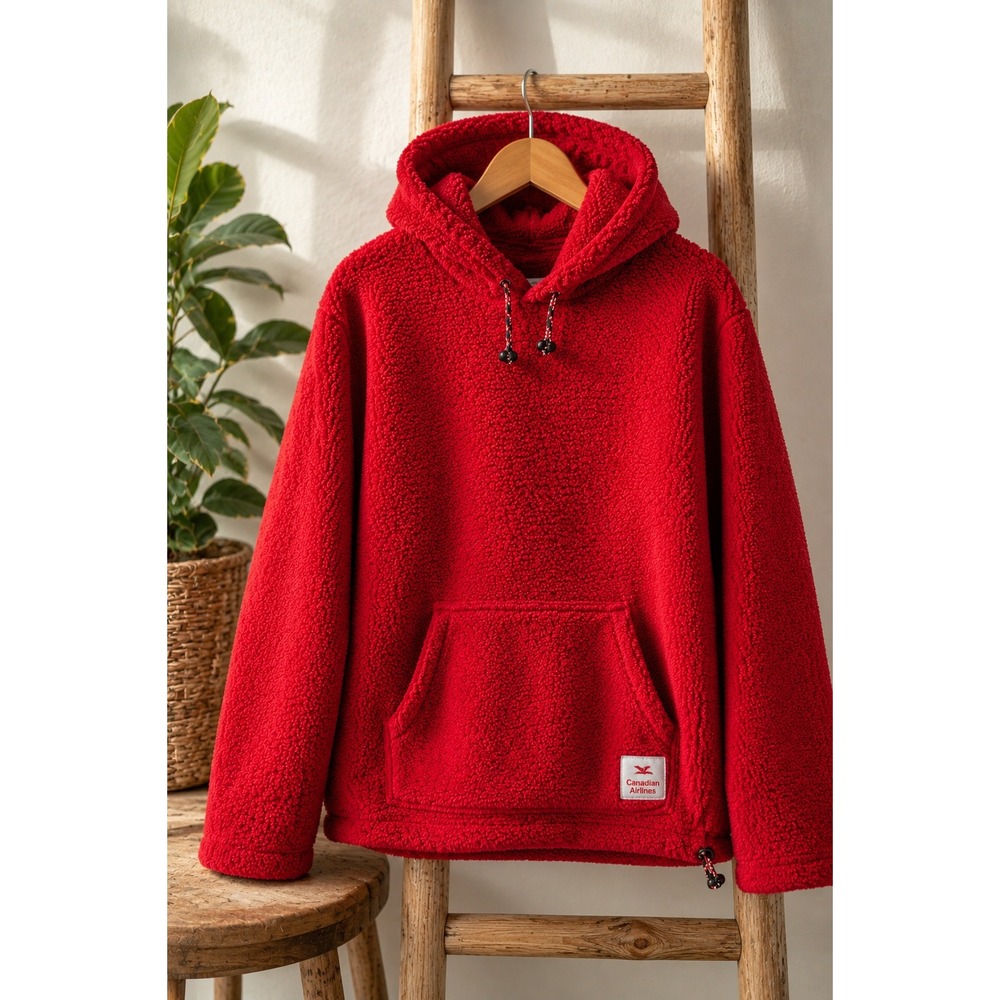 Vintage Canadian‎ Airlines Red Fleece Hoodie Made in Canada by Specialty House L